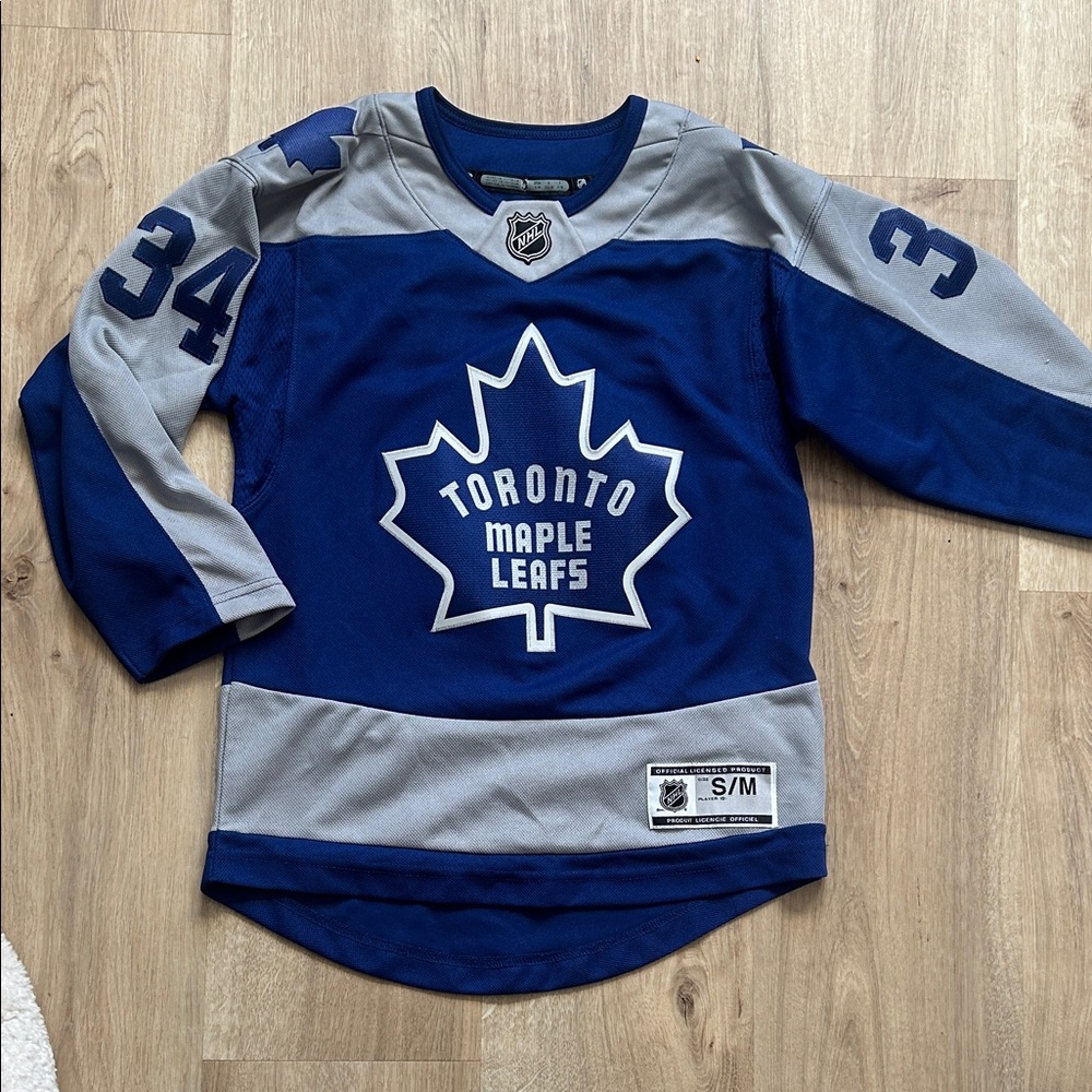 Toronto Maple Leafs Kids Blue and Gray Jersey Austin Matthews